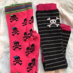 Bundle 2 pack skull knee-high socks